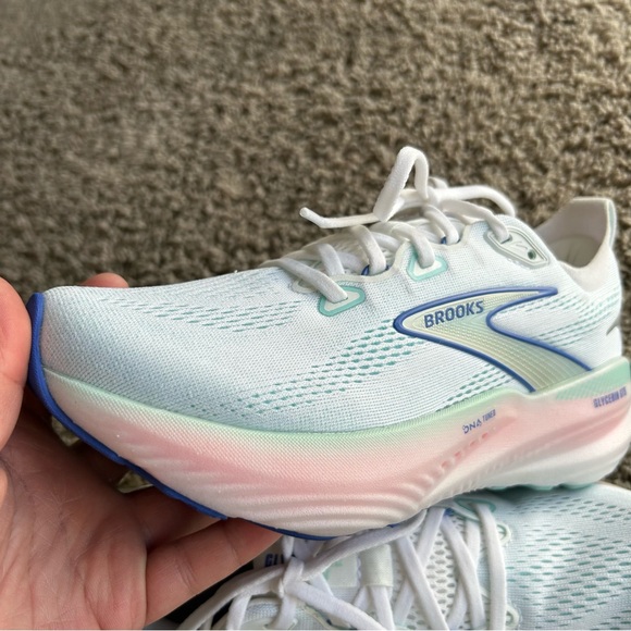 Brooks Glycerin GTS 22 Womens 8.5 B Running Shoes White/LimpetShell/Blue Sneaker - Picture 10 of 16